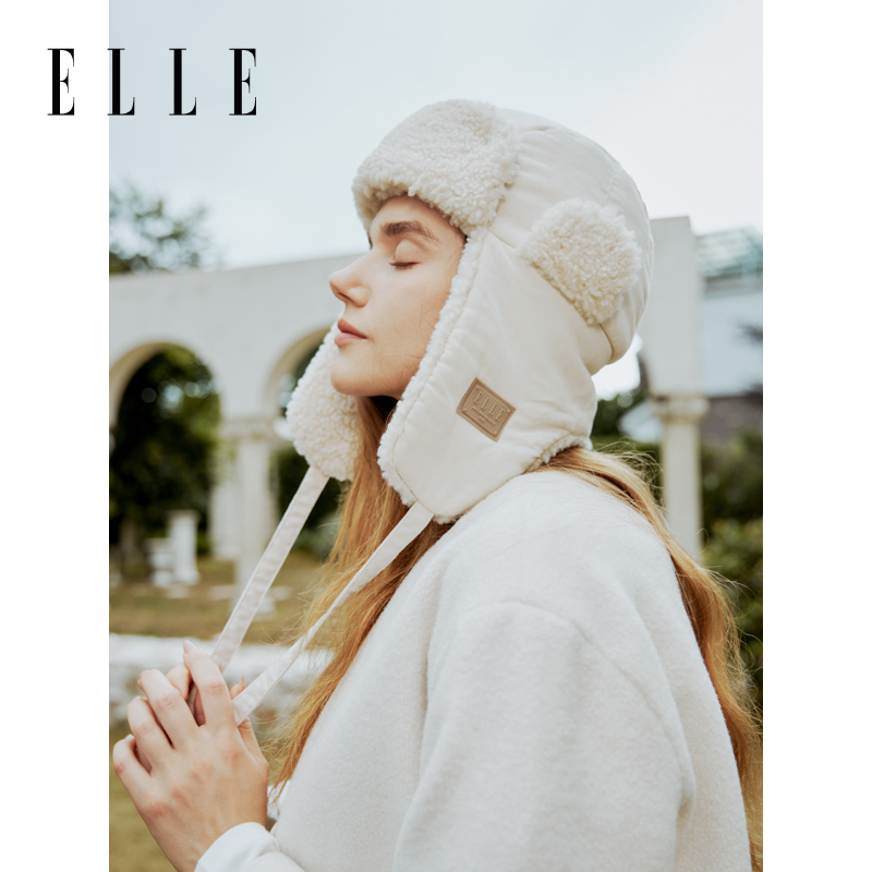 ELLE【专属】雷锋帽子户外防风滑雪加绒加厚保暖帽护耳帽34WE16010