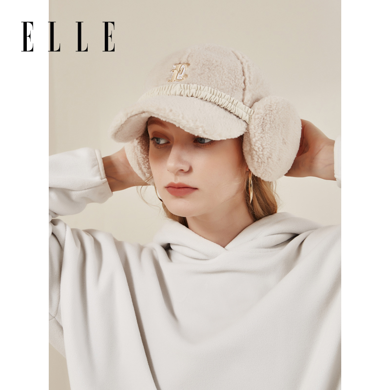 ELLE【专属】秋冬毛毛护耳棒球帽子两用保暖时尚百搭帽子34WE11011