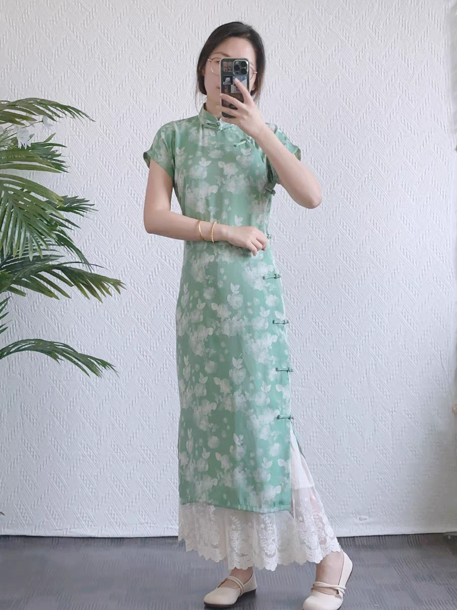 佳人意｜小个子日常全开襟优雅文艺感清凉夏日日常显白少女旗袍裙
