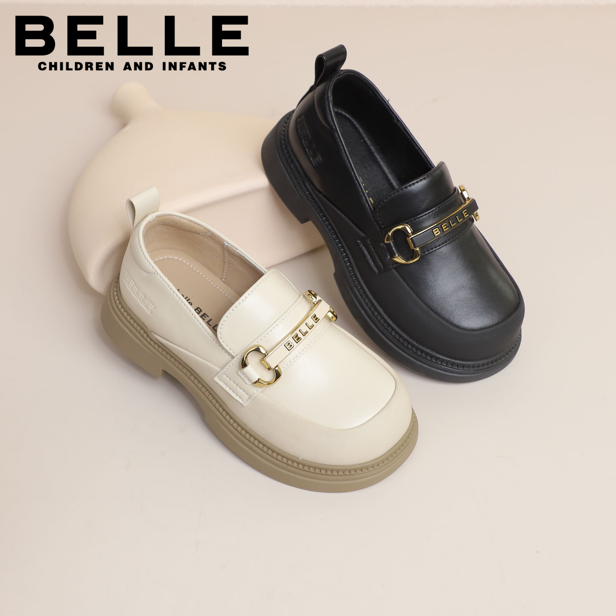 百丽时尚百搭真皮复古春季玛丽珍厚底英伦风春秋平底小皮鞋DE4215