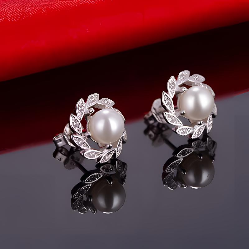 铜合金仿珍珠耳饰  百搭花朵耳钉女2024年新款爆款中国风简约小众