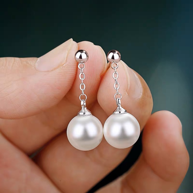 足银耳饰 990足银珠珠耳环简约百搭气质款小巧韩版网红高级感耳饰