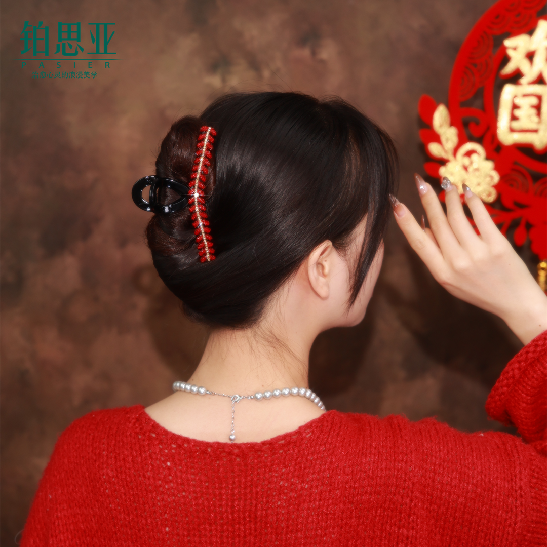 【喜迎新年】红麦穗手工百搭气质轻奢国风红色简约优雅大抓夹