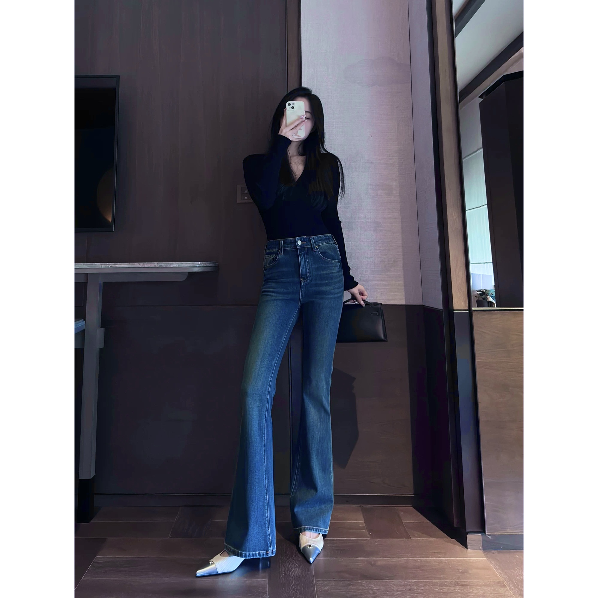 JLIA四面弹-维密超模比例微喇牛仔裤 黛蓝—线上无同款-定做版