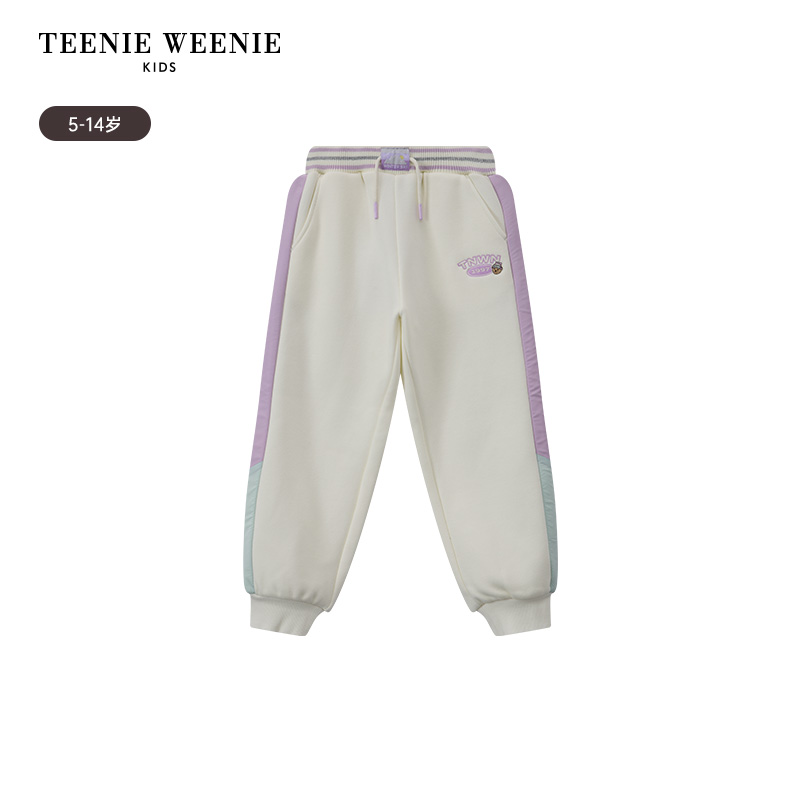 TeenieWeenieKids24年冬女童运动撞色束脚加绒长卫裤TKTM244T57B