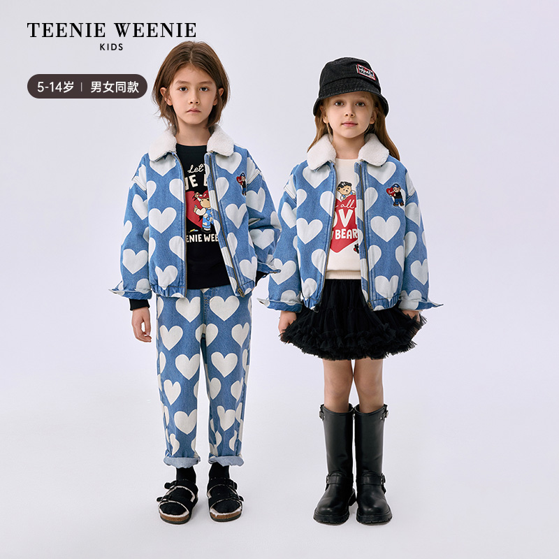 TeenieWeenieKids【新年款】儿童翻领满印牛仔棉服外套TKJE255174N