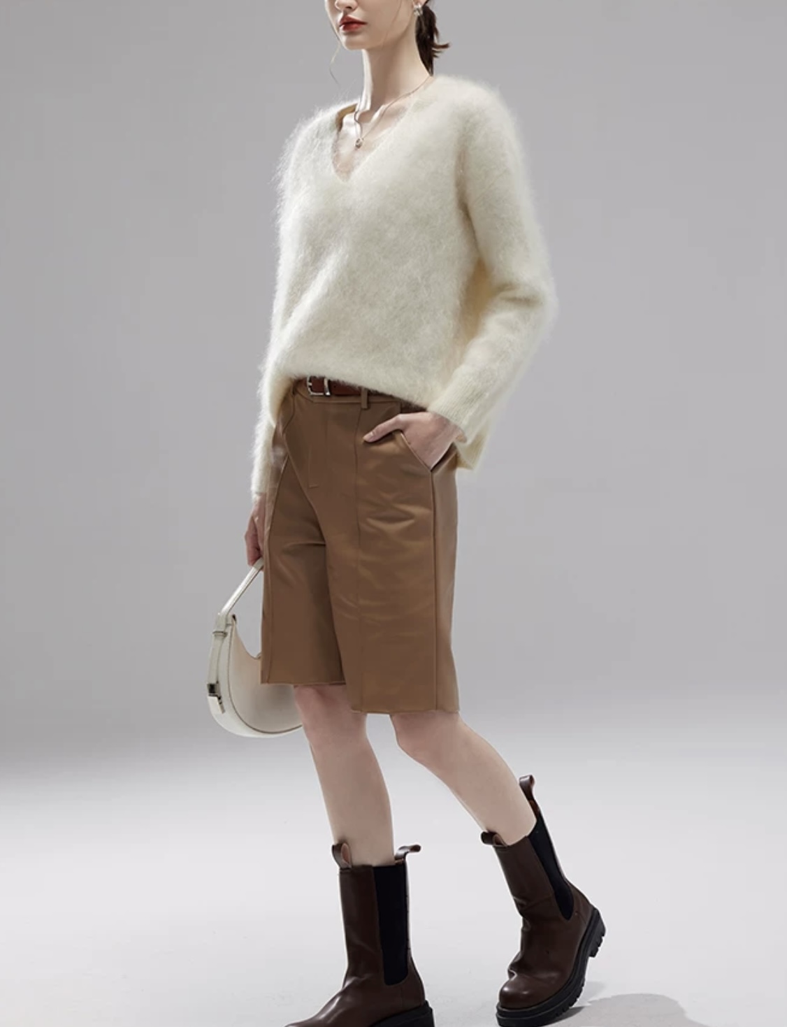 【 UU羊绒】拉绒拉毛原版V领慵懒气质时尚内搭秋冬上衣显瘦针织高腰