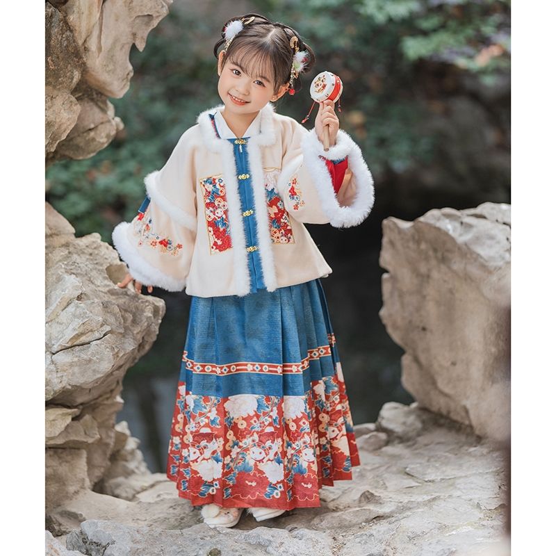 女童汉服冬款古装中国风超仙古风儿童马面裙拜年服唐装加厚秋冬季