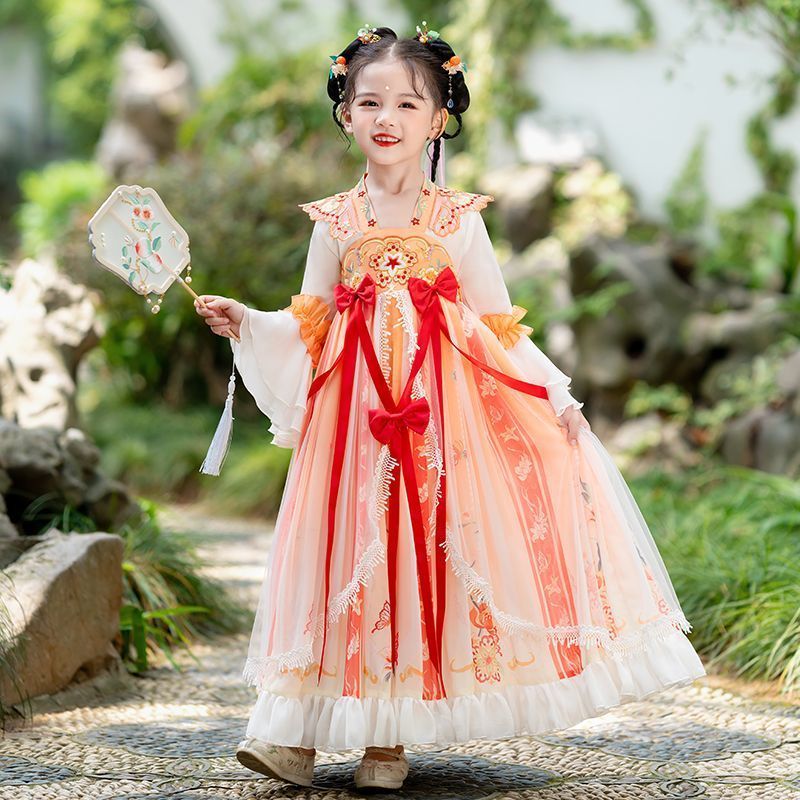 汉服女童中国风飘逸超仙春秋季儿童连衣裙唐装小女孩新款女孩汉服