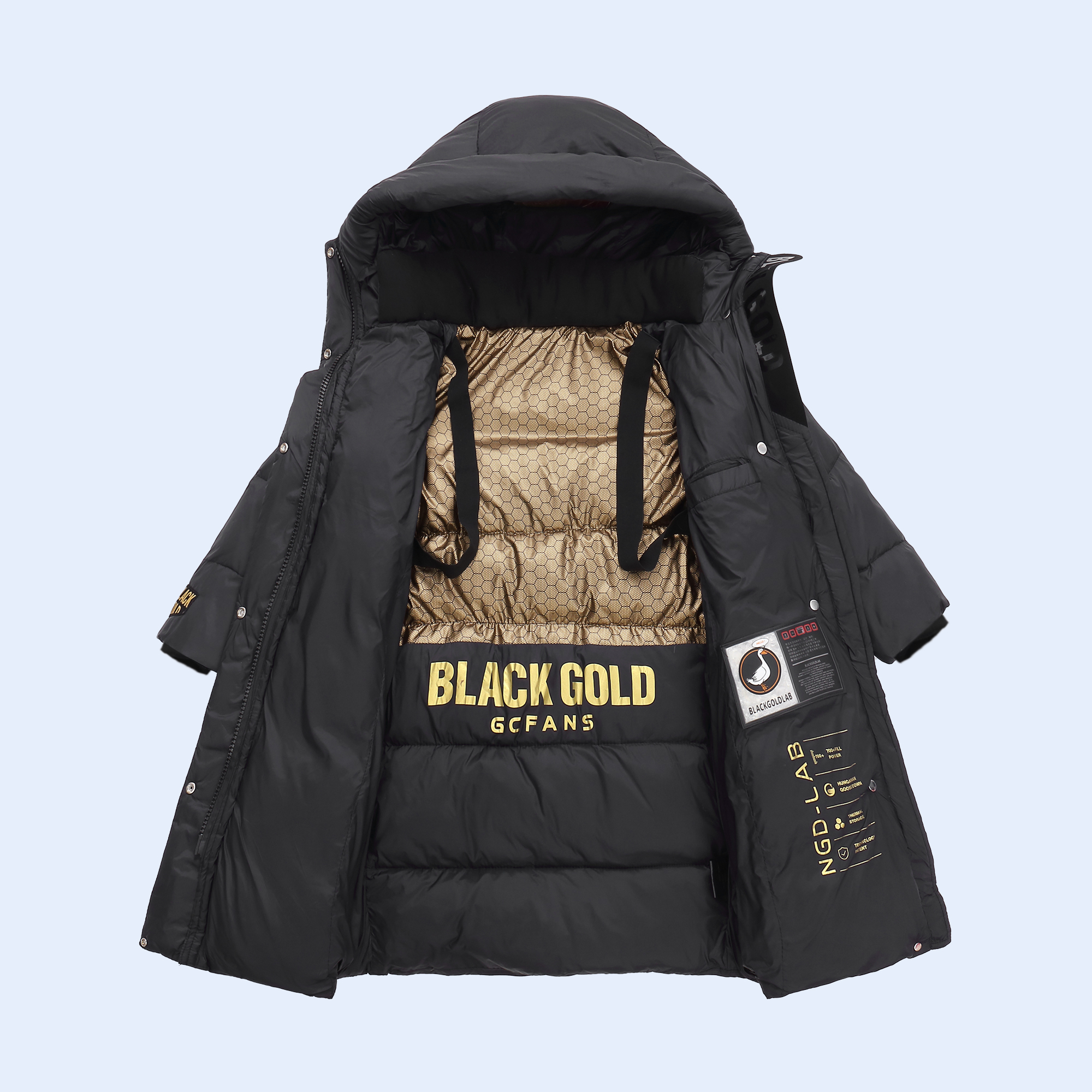 黑金户外防寒服男女亲子款羽绒服百搭加厚过膝长款冬外套户外款