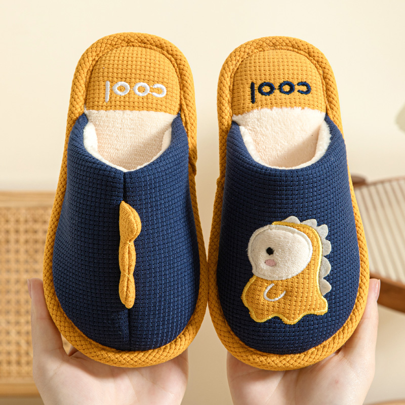 秋冬季儿童棉拖鞋男童居家室内中大童卡通保暖加绒小男孩宝宝拖鞋
