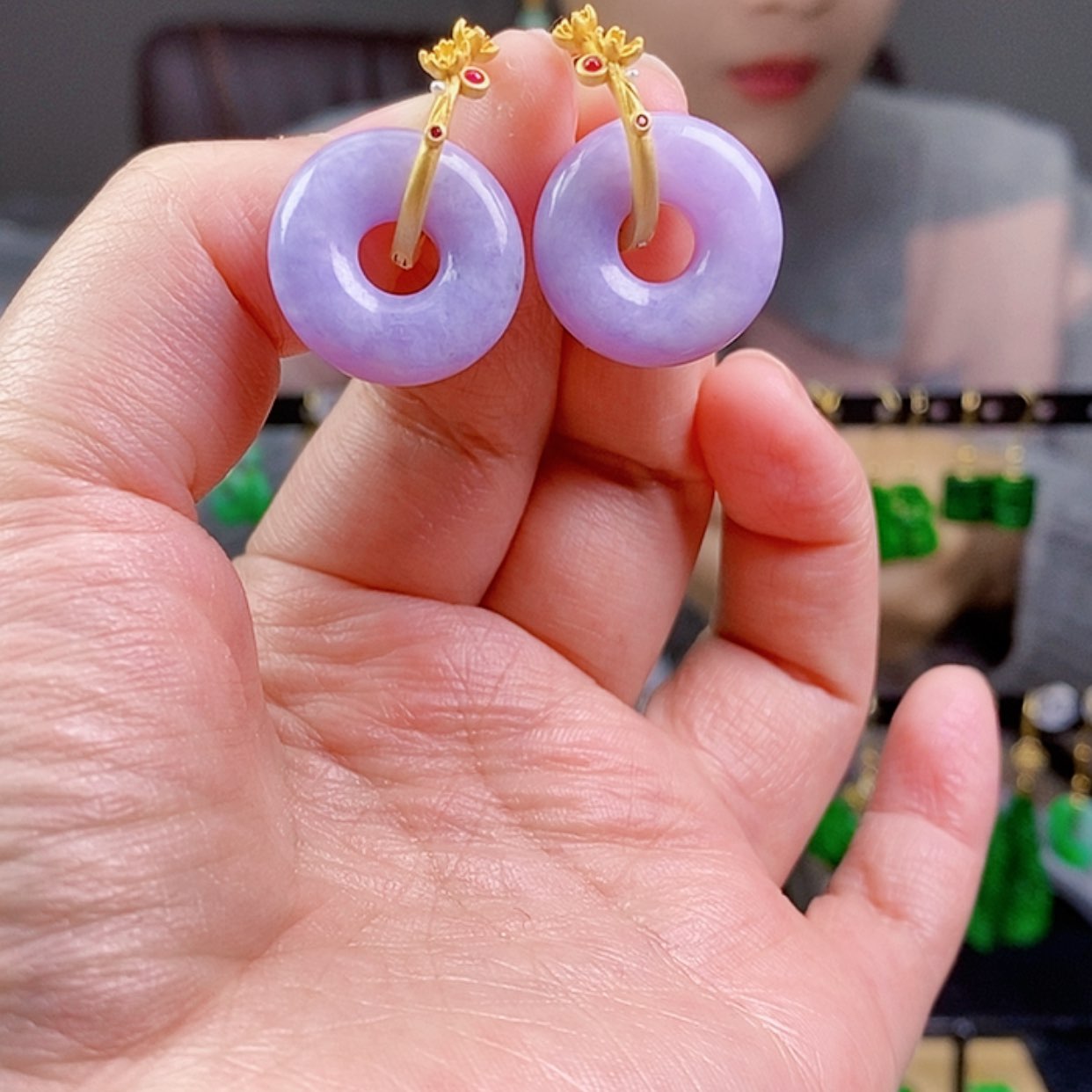 【闪购商品】翡翠耳饰银S925镶嵌