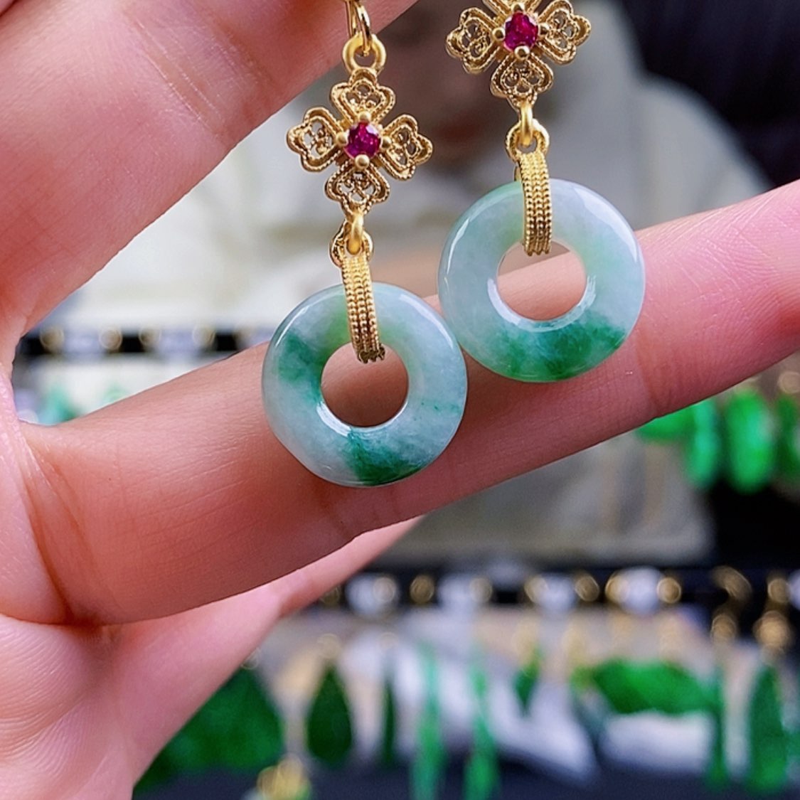 【闪购商品】翡翠耳饰银S925镶嵌