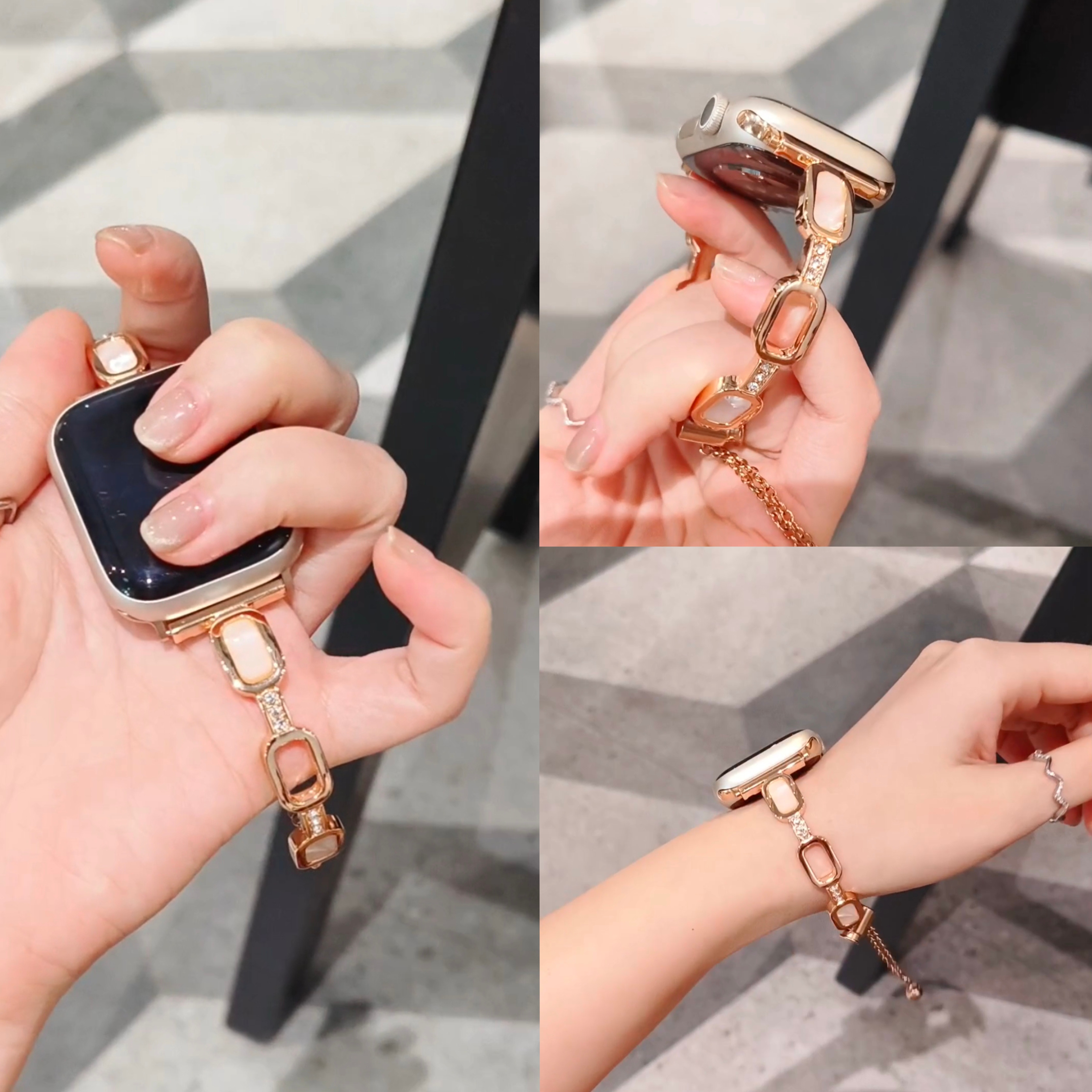 适用小米9Pro/8Pro 高级氛围感贝母手镯式表链气质ins风贵气金属