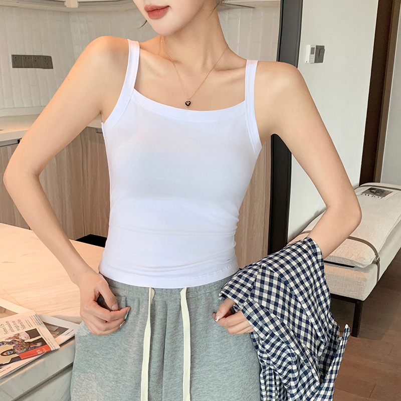 122法式白色夏季外穿内搭小吊带设计感小众性感显瘦打底无袖美背