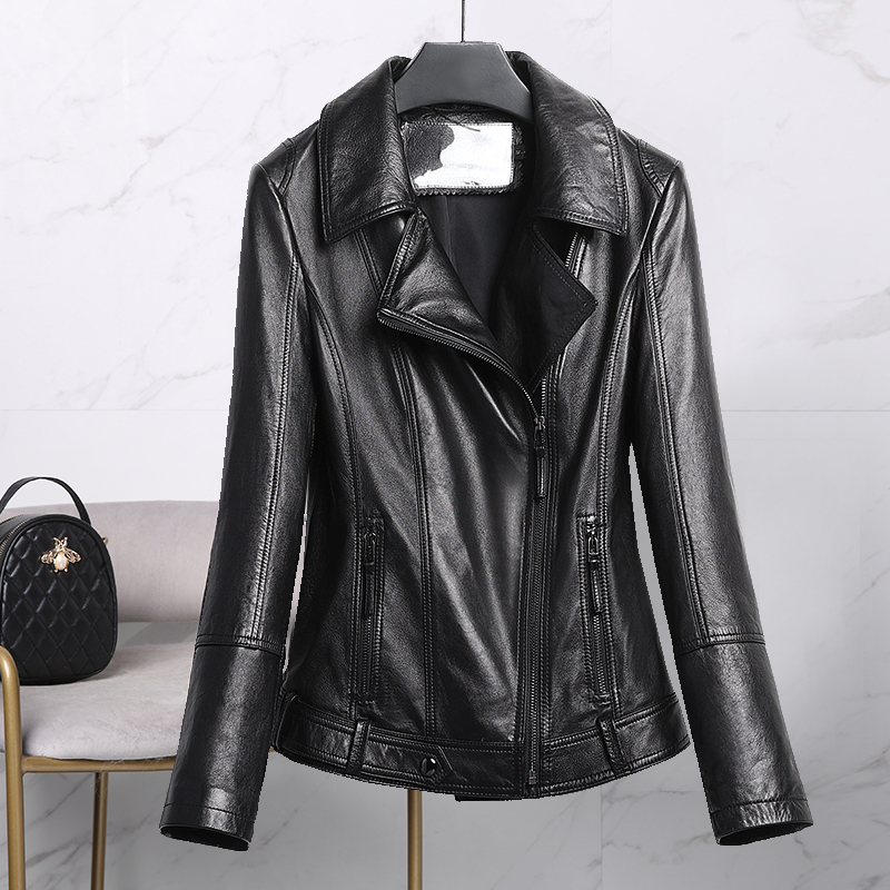 法歌弟法歌弟FJ053 绵羊皮夹克海宁真皮皮衣女机车短款大码外套单