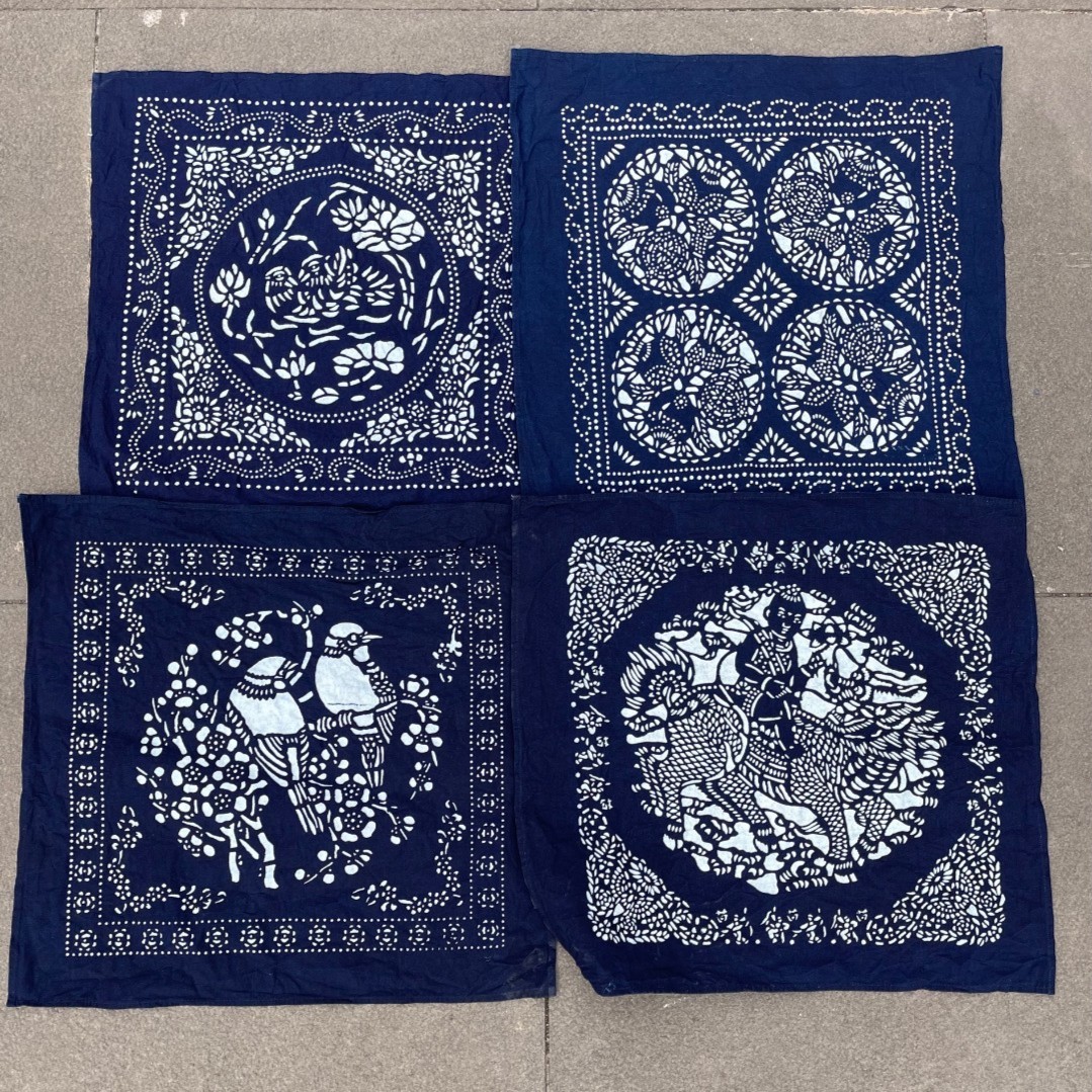 蜡染门户手工植物染蓝色规格民族特色豆印染缝纫棉布艺居家配饰