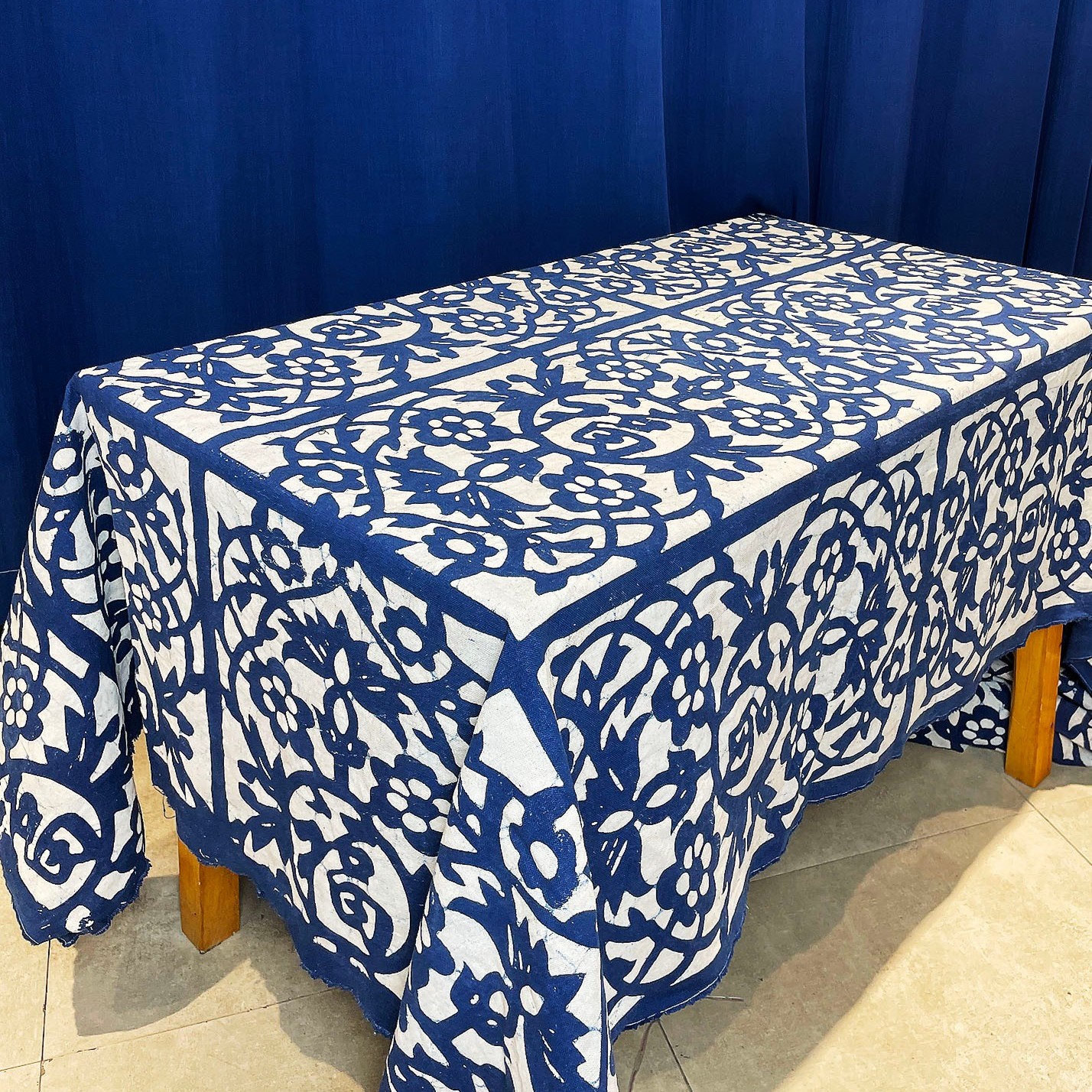 蜡染门户手工植物染民族风豆印染福字 棉麻布料服饰缝纫布料配件