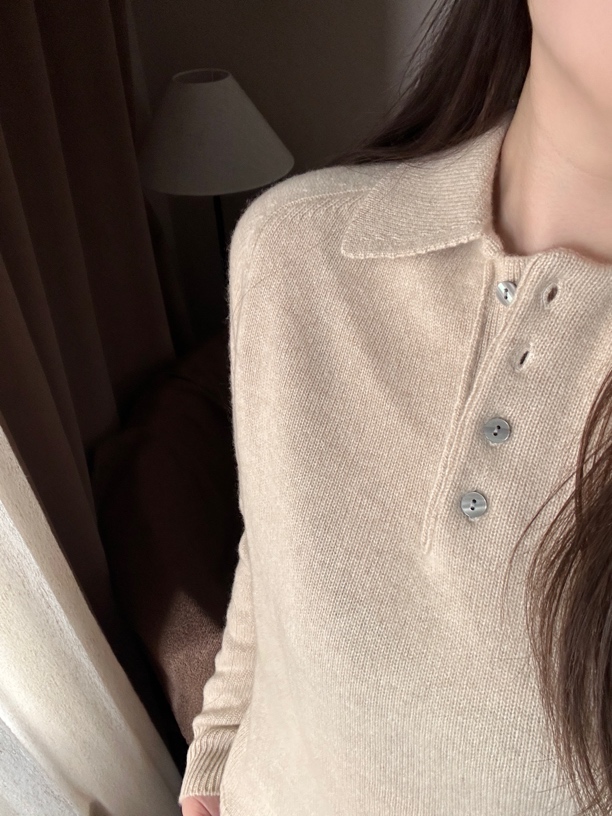 【极简】100%纯山羊绒 双股加厚POLO领羊绒衫