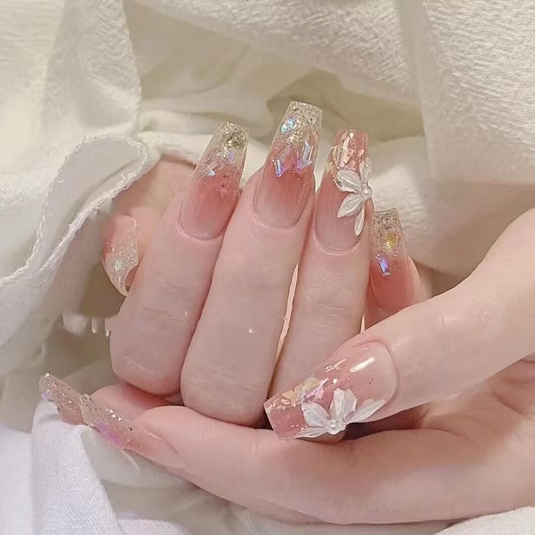 专纯手工光疗美甲贴温精灵冰花果冻贴片假指甲穿戴甲美白气质裸色