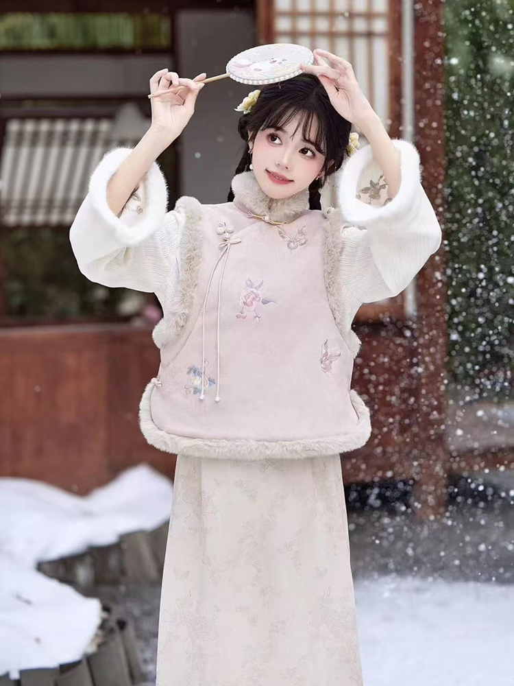 《雪梨》新中式国风旗袍马甲套装合集冬季加绒加厚秋冬ins中国风