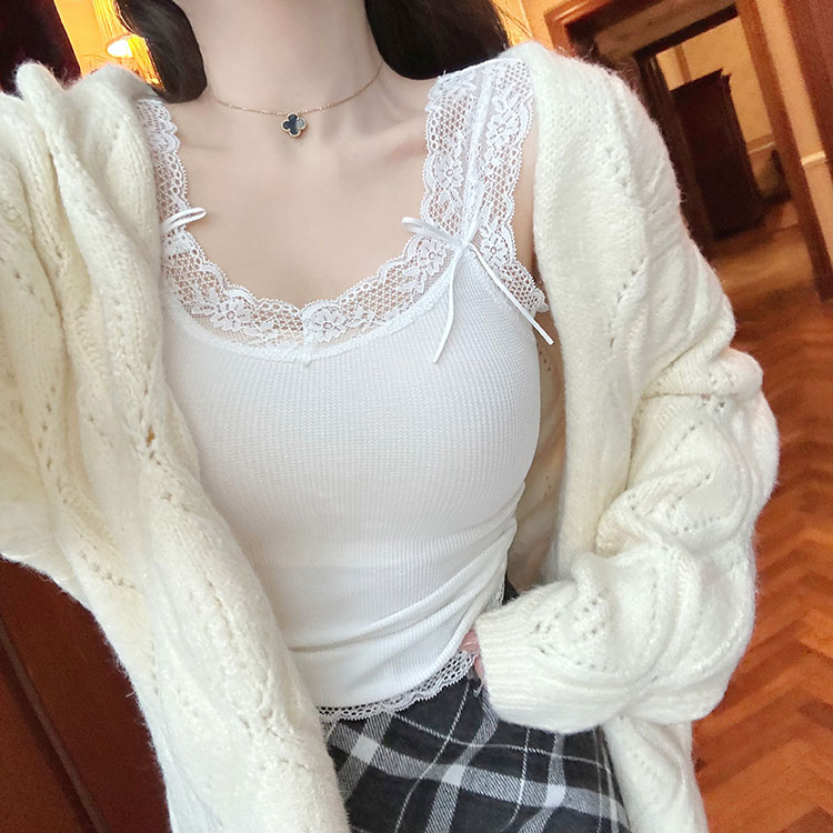 辣妹蕾丝软糯吊带女背心打底夏季新款甜美设计感短款外穿无袖上衣
