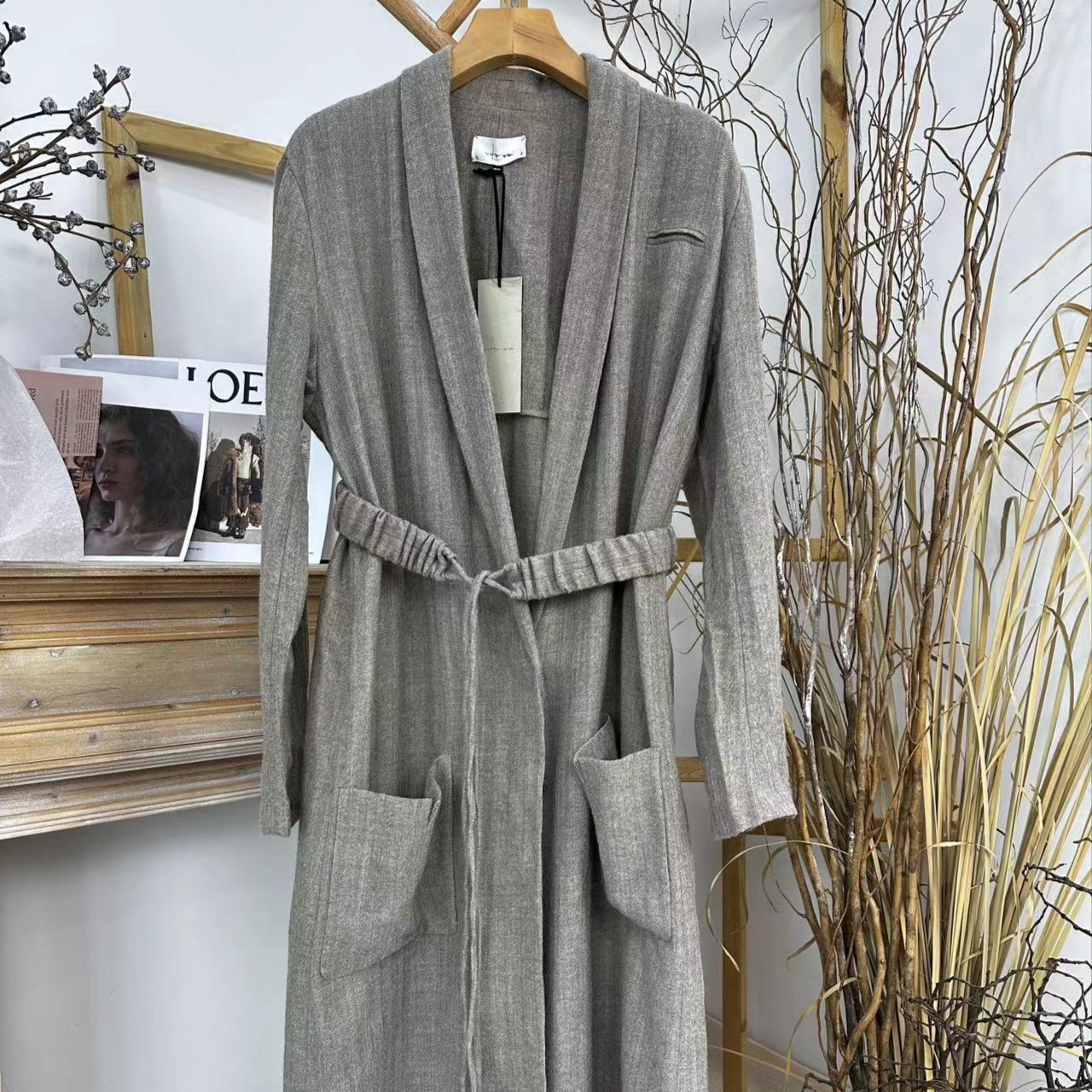 设计师精品外套VW72DY026气质时尚百搭女士羊绒中长款灰色秋冬