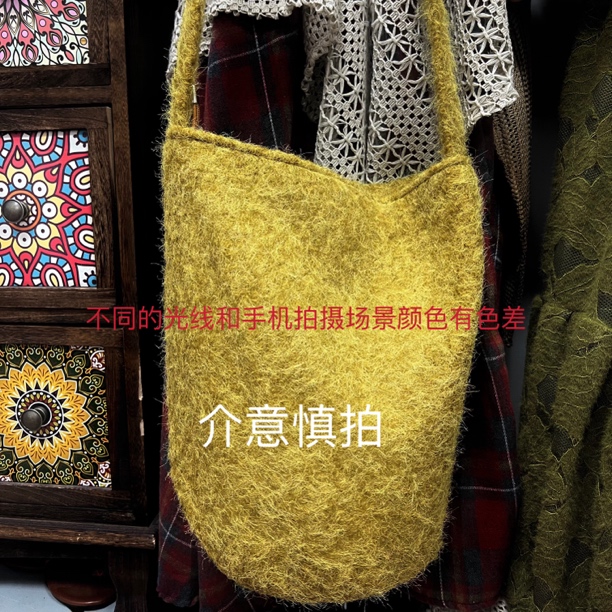 秋冬软乎乎毛毛单肩斜挎包复古包