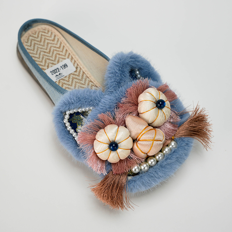 ⟦拖鞋⟧手工刺绣虎头拖鞋单鞋网红百搭居家平底2022-199