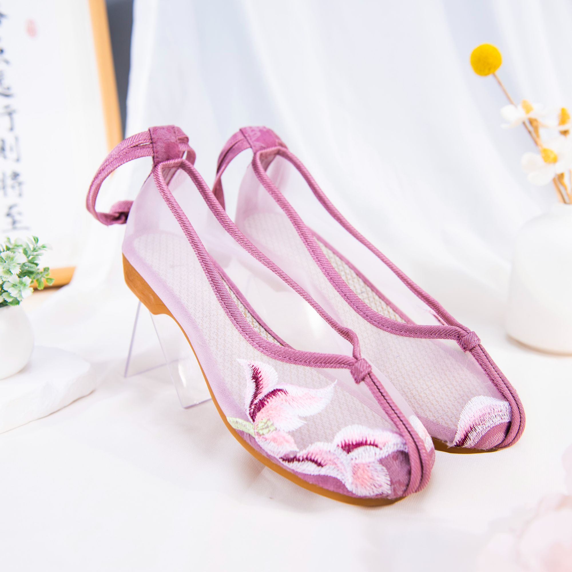 夏季新款透气网纱中国风平底女鞋419-85