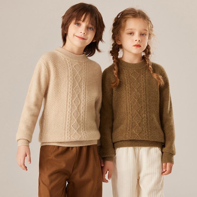 【山羊绒】秋冬儿童羊绒衫男女童打底衫毛衣中大童加厚上衣XT913