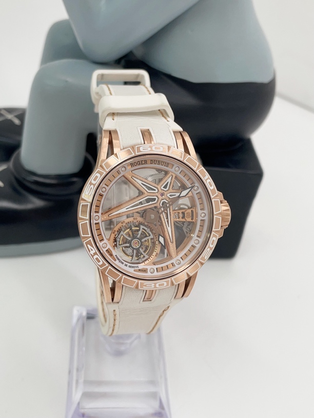 99新 ROGER DUBUIS/罗杰杜彼 RDDBEX0816新款陀飞轮金白配色