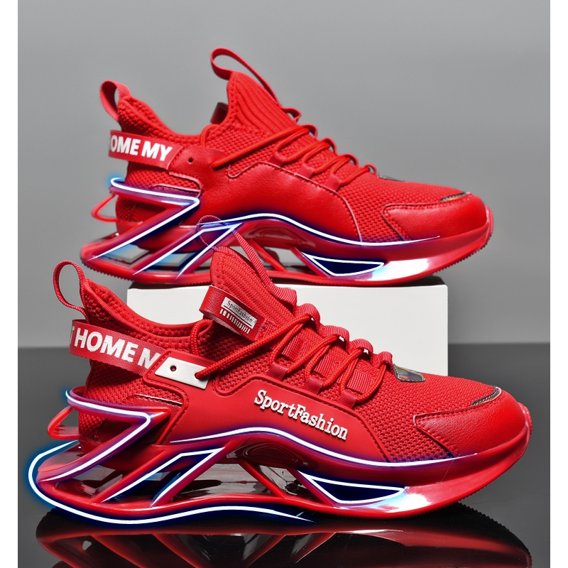 本命年男鞋冬季超轻减震刀锋红色运动鞋青少年初中学生男士跑步鞋