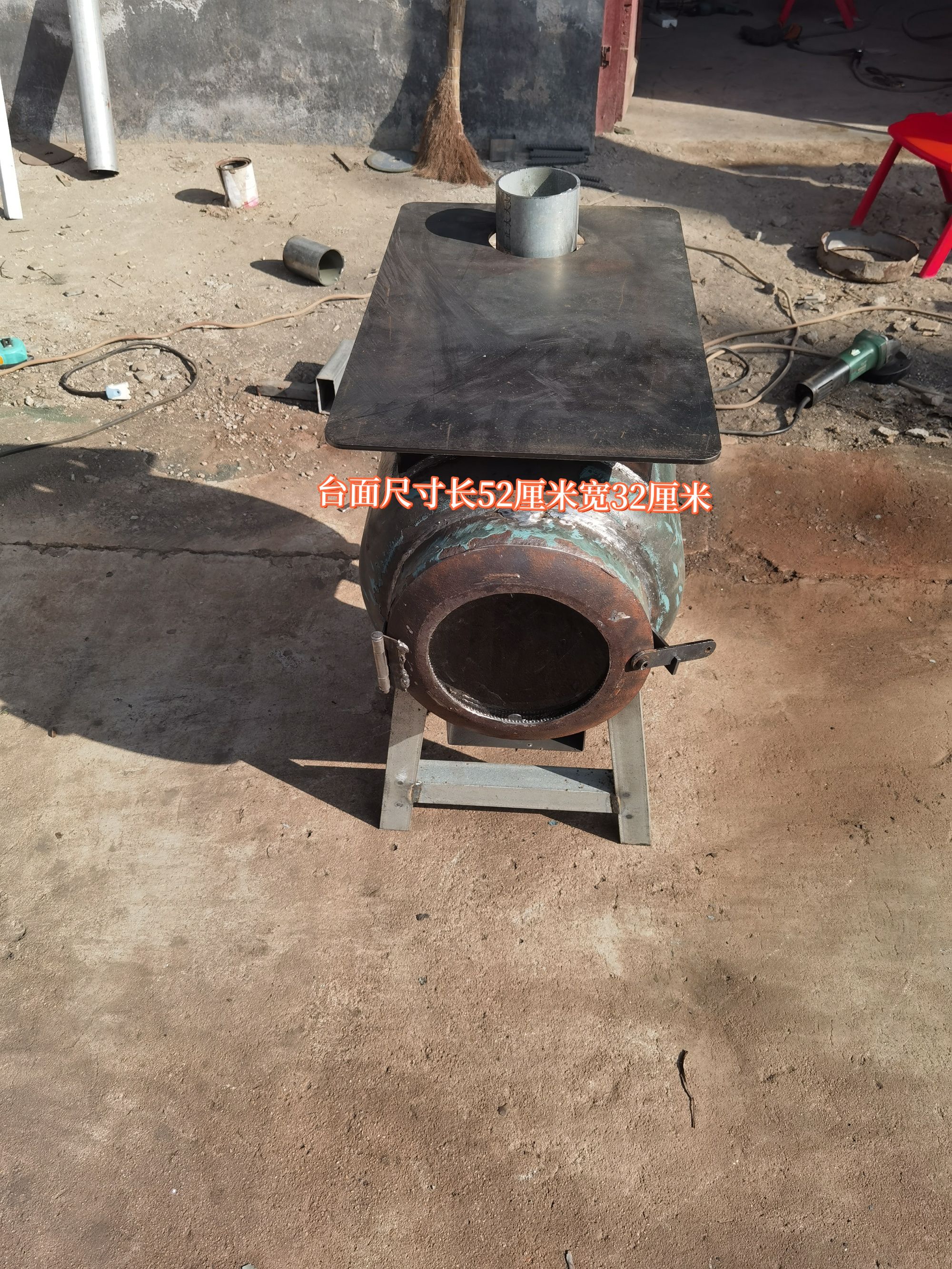 15公斤煤气罐改装卧式取暖炉烤火家用，无烟气化炉取暖炉