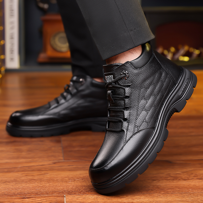 2024新款冬季加绒保暖雪地靴男真皮高帮男鞋棉鞋爸爸鞋高帮靴