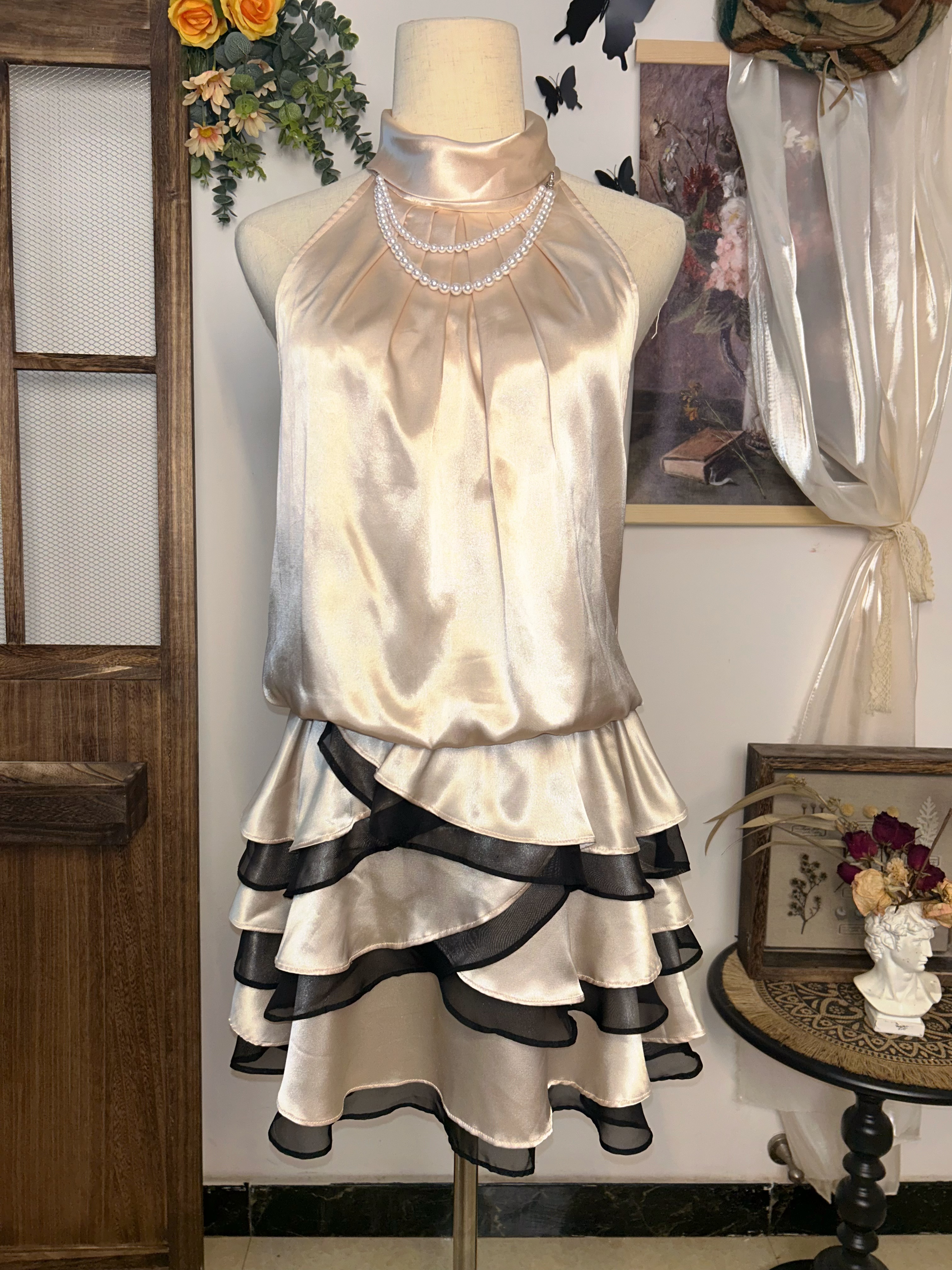 GOOD-复古日系古着碎花显瘦长袖牛仔短款打底修身印花气质网红