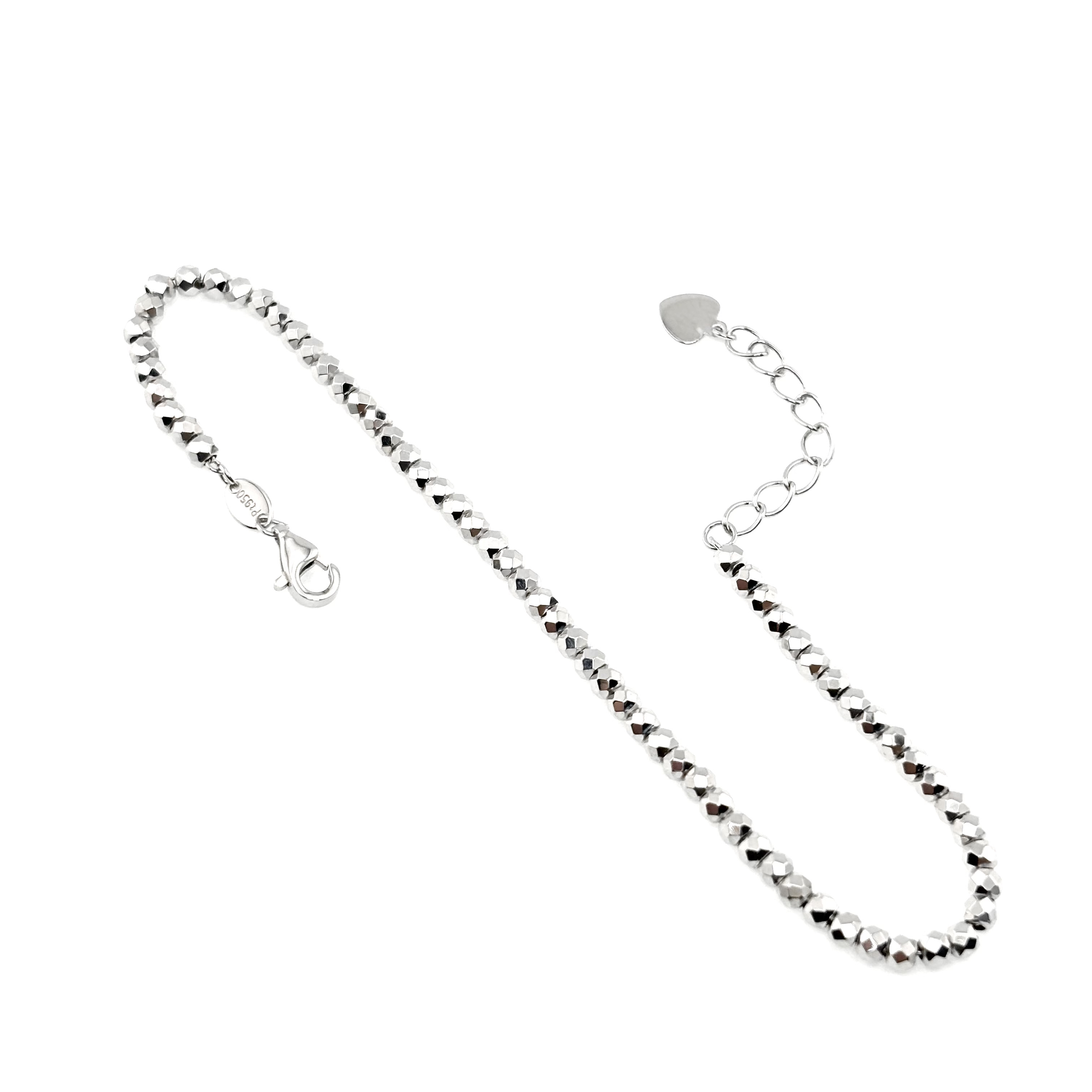 铂金Pt950蹦迪珠珠手工手链   弹簧扣   6.13克-（16-18.5cm）