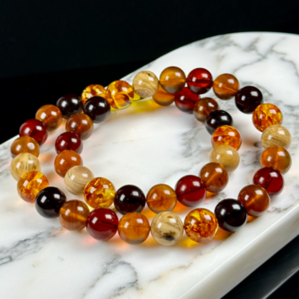 佳璐珠宝天然琥珀11+mm多宝妈妈链女神链时尚百搭精美福禄寿