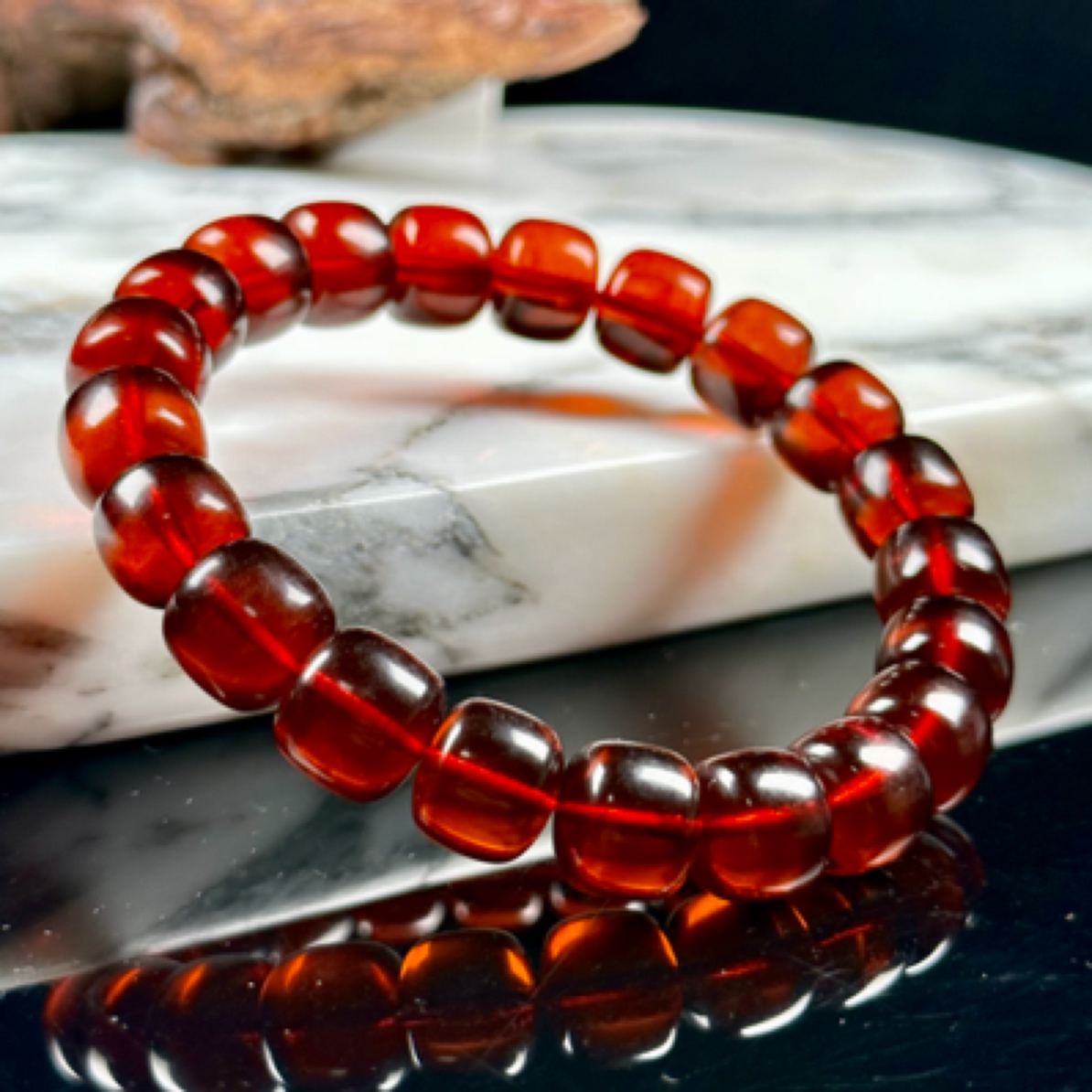 佳璐珠宝天然琥珀缅甸琥珀10+mm老型手串时尚素圈单圈精美