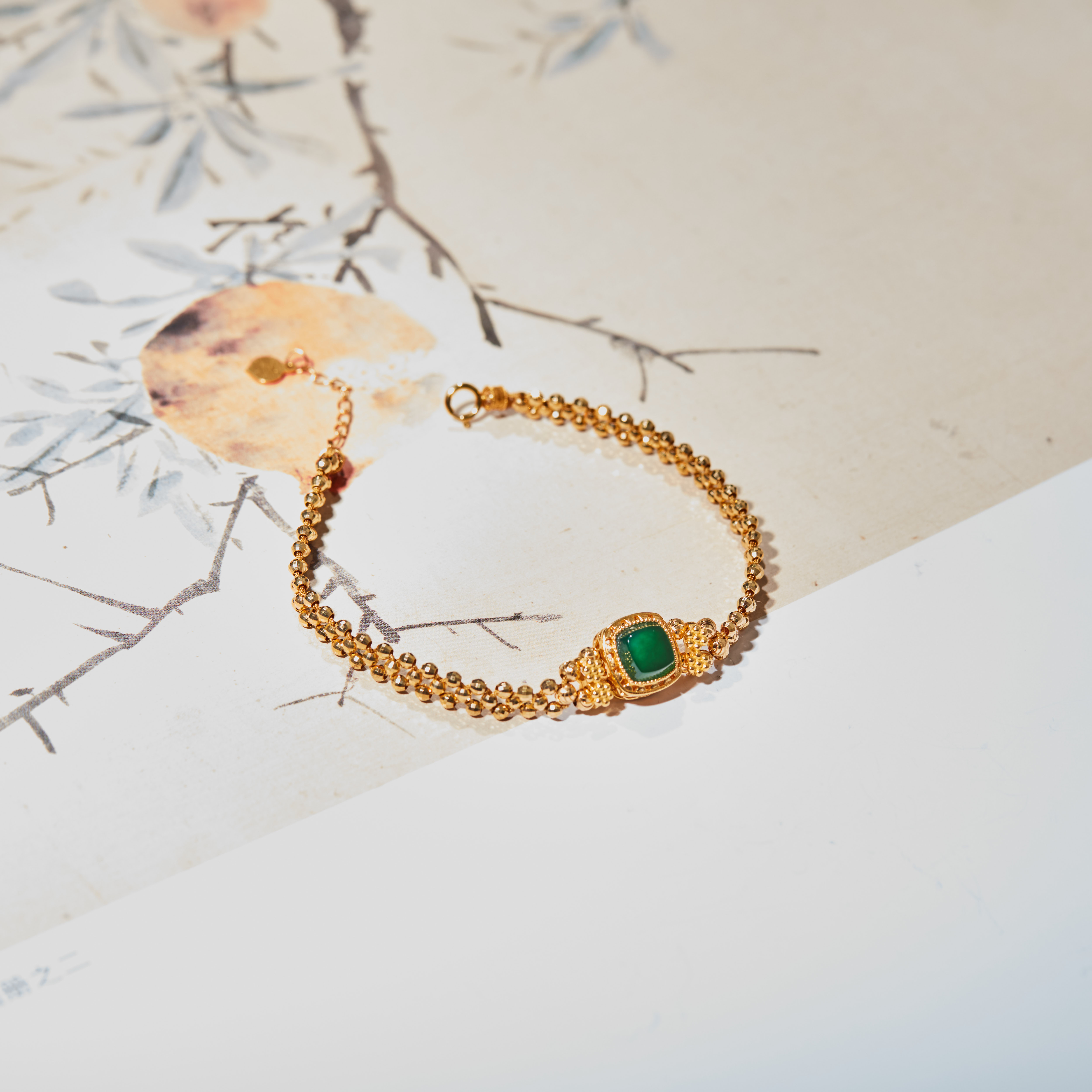 【云上雅岚】惊鸿心丨18K翡翠小方金手链多样性发一#XYGD206006-C