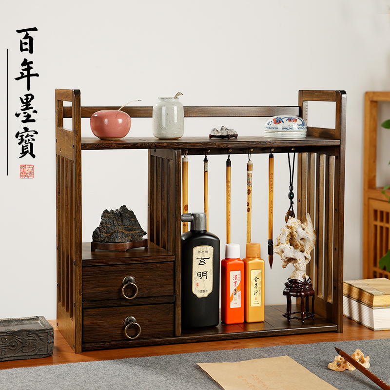楠竹博古架多功能全竹榫卯结构文房四宝置物展示收纳美观方便实用