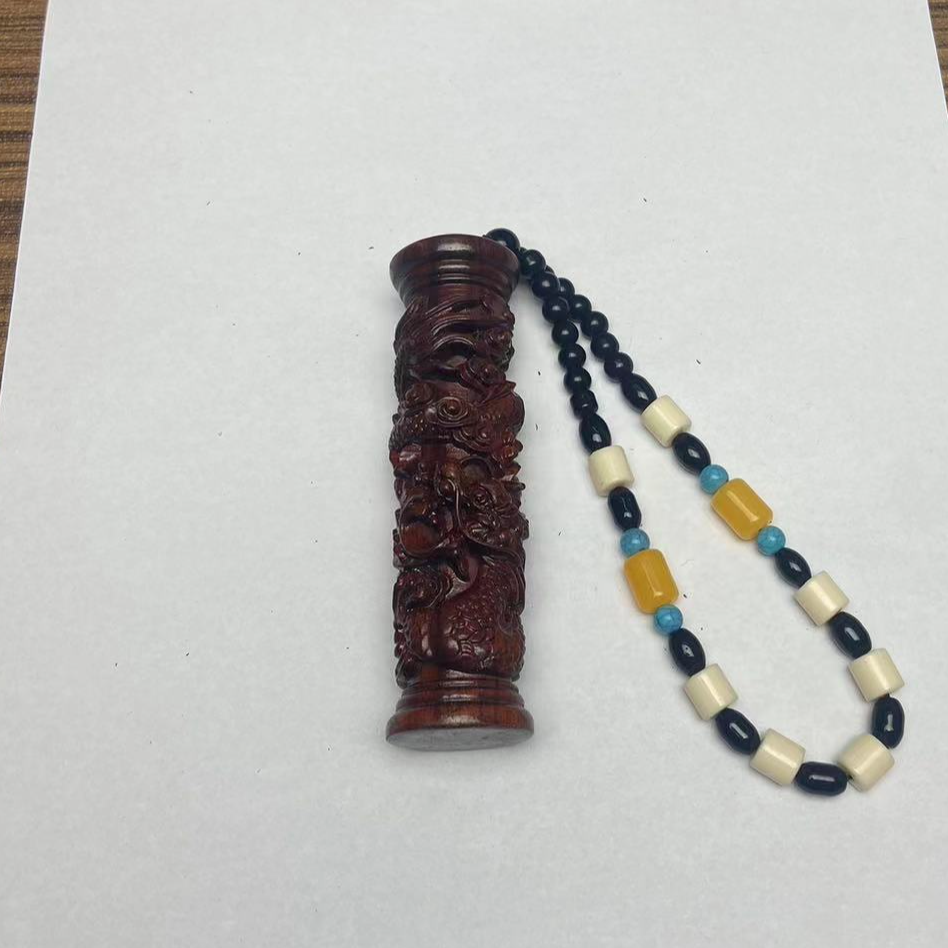 普陀山小叶紫壇整雕龙盘柱