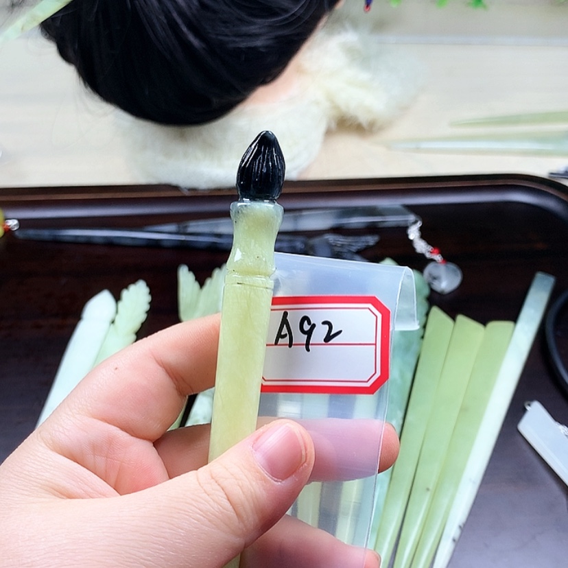 【闪购商品】蛇纹石玉发饰未镶嵌想***了
