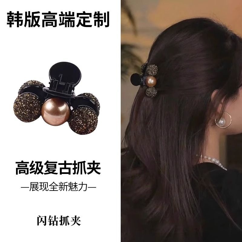 轻奢水钻小抓夹钻球发夹刘海夹前额女侧边碎发头饰夹子半扎发卡子