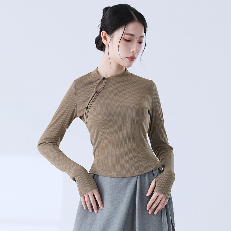 古典舞身韵改良旗袍长袖上衣中国舞练功服现代舞服成人女舞蹈服装