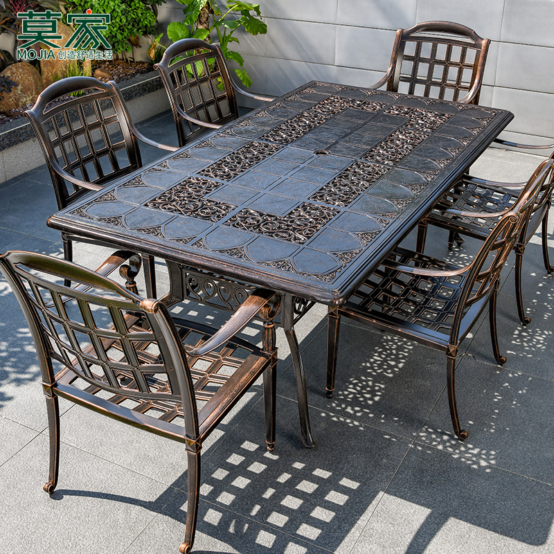 【莫家品牌】户外庭院高档桌椅别墅花园露台家用雕花全铸铝桌椅组合