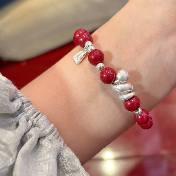 含辰砂工艺品2025蛇年本命年纯银情侣手链生肖蛇小众礼物转运男女