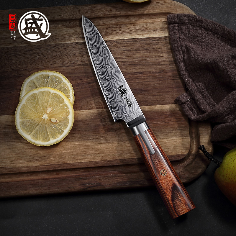 三本盛日本原装进口粉末钢大马士革水果刀家用锋利超快多功能小刀