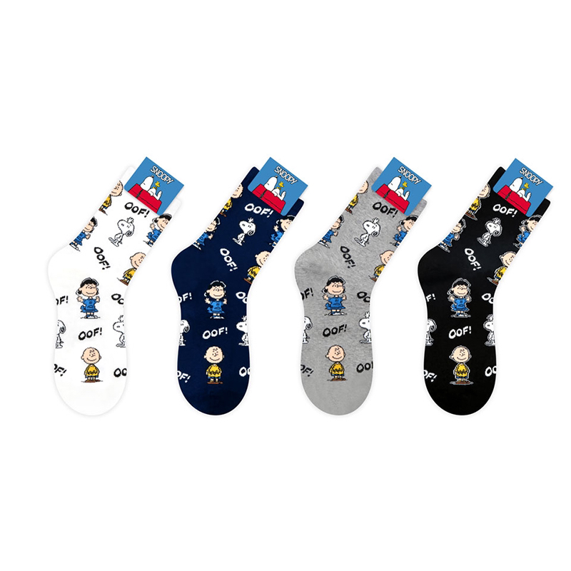 【满5双普通地区包邮】韩国袜子东大门卡通小狗满印中筒女棉袜