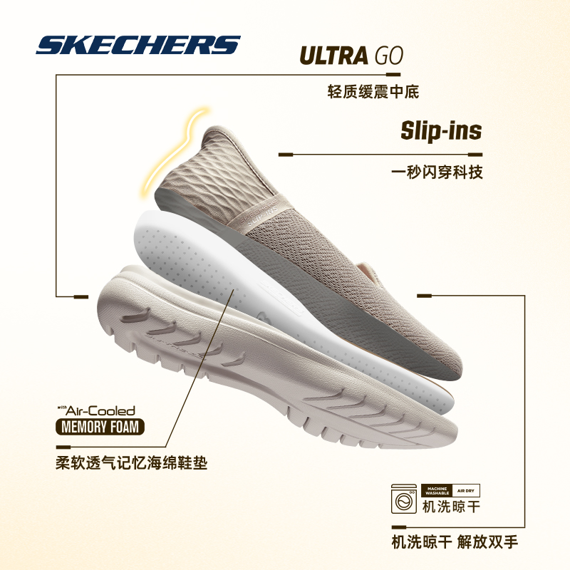 【翼云】斯凯奇男士软底健步鞋网面休闲鞋一脚蹬耐磨懒人鞋夏季透气